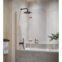 Badplaats Badwand austin 100 x 140 cm goud badscherm draaibaar 5 mm dik -