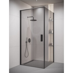 Badplaats Douchecabine alava 80 x 80 x 190 cm zwart douchewand met draaideur