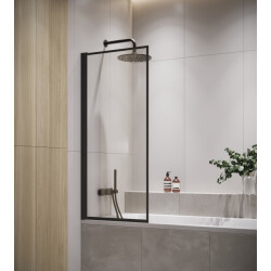 Badplaats Badwand medal 60 x 140 cm zwart badscherm draaibaar 5 mm dik -