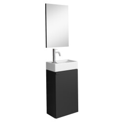 Badplaats Toiletmeubel apollo 40 x 22 cm mat zwart fonteinmeubel met