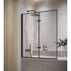 Badplaats Badwand medal 120 x 140 cm zwart badscherm draaibaar 5 mm dik -