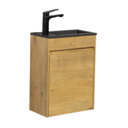 Badplaats Toiletmeubel sinta 40 x 22 cm eiken fonteinmeubel met zwarte