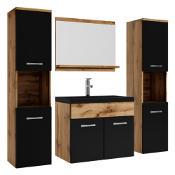 Badplaats Badkamermeubel set montreal xl 60 x 35 cm eiken met zwart -