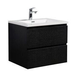 Badplaats Badkamermeubel set angela 60cm zwart houtnerf badmeubel met
