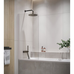 Badplaats Badwand torino 70 x 140 cm chroom badscherm draaibaar 5 mm dik -