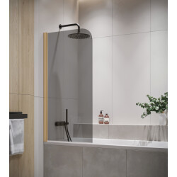 Badplaats Badwand torino 90 x 140 cm rookglas goud badscherm draaibaar 5