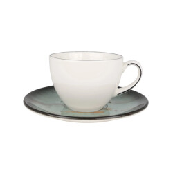 Bonna Thee kopjes & schotel madera porselein set van 6