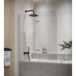 Badplaats Badwand austin 110 x 140 cm chroom badscherm draaibaar 5 mm dik -