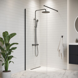 Badplaats Douchewand florida 50 x 200 cm zwart – inloopdouche 8 mm