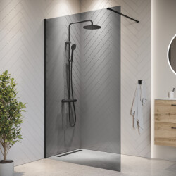 Badplaats Douchewand rizani 120 x 200 cm zwart – getint rookglas inloopdouche