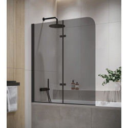 Badplaats Badwand austin 100 x 140 cm rookglas zwart badscherm draaibaar 5