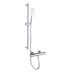 4bathroomz ® flower silver thermostaatkraan met glijstang chroom