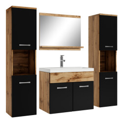 Badplaats Badkamermeubel set montreal xl 60 x 35 cm eiken met zwart -