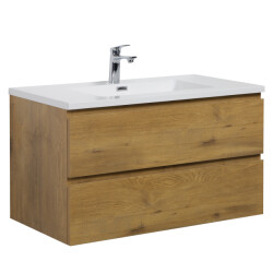 Badplaats Badkamermeubel set angela 90 cm eiken badmeubel met wastafel