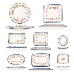 Bonna Serviesset voor ontbijt- spring 14 delig 6 personen porselein