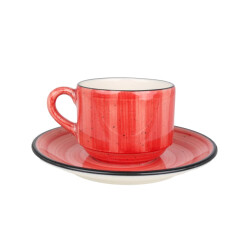 Bonna Thee kopjes & schotel aura passion porselein set van 6