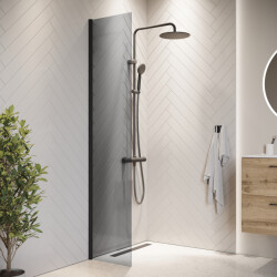 Badplaats Douchewand rizani 40 x 200 cm zwart – getint rookglas inloopdouche 8