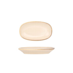 Bonna Serveerschaal sand hygge porselein 19x11 cm set van 2