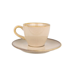 Bonna Espresso kopjes & schotel sand hygge porselein set van 6