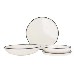Rinart Serviesset black edge 24 delig 6 personen porselein