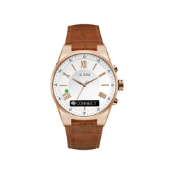 Guess Leren horloge met roze gouden behuizing