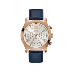 Guess Leren horloge met roze behuizing 47mm