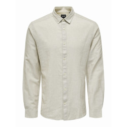 Only & Sons onscaiden ls solid linen shirt noos 22012321 chinchilla