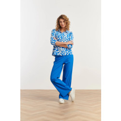 Smashed Lemon 25233 wijde broek van travel kwaliteit in cobalt blauw