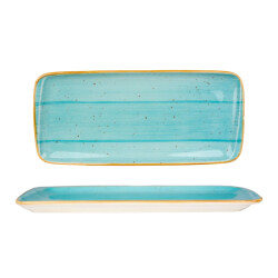 Bonna Serveerschaal aqua porselein 34x16 cm set van 2