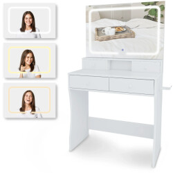 Mirlux Kaptafel met spiegel en led verlichting 80x40x140cm wit ingebouwde