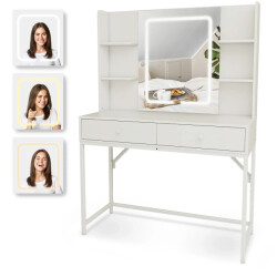 Mirlux Kaptafel met spiegel en led verlichting 100x40x140cm wit