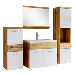 Badplaats Badkamermeubel set alba 60 x 35 cm eiken met wit badmeubel met