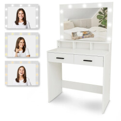 Mirlux Kaptafel met spiegel en led verlichting 80x40x139.5cm wit