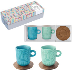 Easy Life Set/2 beker 35 cl + schotel acacia tlo1