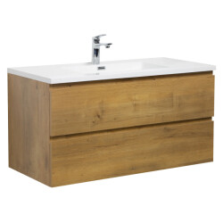 Badplaats Badkamermeubel set angela 100cm eiken badmeubel met wastafel