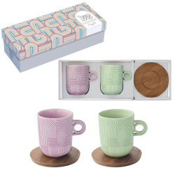 Easy Life Set/2 beker 35 cl + schotel acacia tlo3
