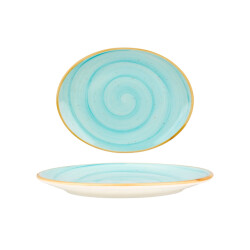 Bonna Serveerschaal aqua porselein 36x28 cm set van 2