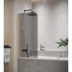 Badplaats Badwand torino 60 x 140 cm rookglas goud badscherm draaibaar 5