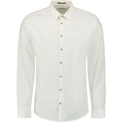 No Excess Shirt solid h linen white