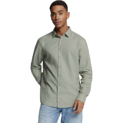 No Excess Shirt solid with linen light army