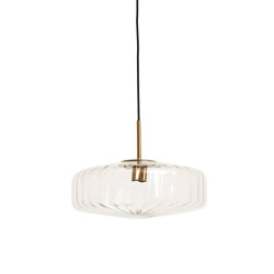 Light & Living Hanglamp glas helder goud pleat Ø 40 x 17cm