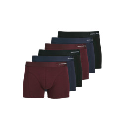 Jack & Jones Heren boxershorts trunks effen jacbasic bamboe 6-pack rood/blauw/zwart