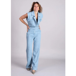 Homage to Denim Homage flowy sleeveless cross over jumpsuit licht