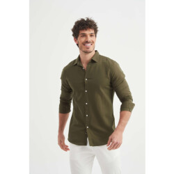 William de Faye Linnen shirt kaki