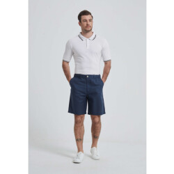 William de Faye Linnen shorts blauw