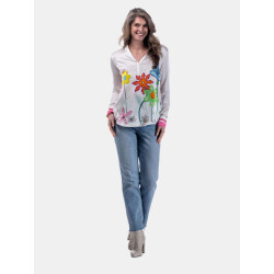 Mucho Gusto ® blouse monza getekende bloem elegantie