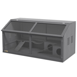 4goodz Pawhut houten hamsterkooi met houten huis 52x100x50 cm grijs