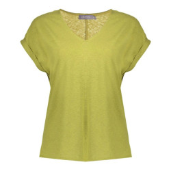 Geisha top linen v neck 52103-47 530 green tea