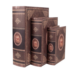 Clayre & Eef Opbergdoos set van 3 boeken 27/22/17 cm hout