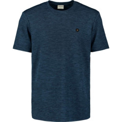 No Excess T-shirt crewneck velvet stripes deep blue